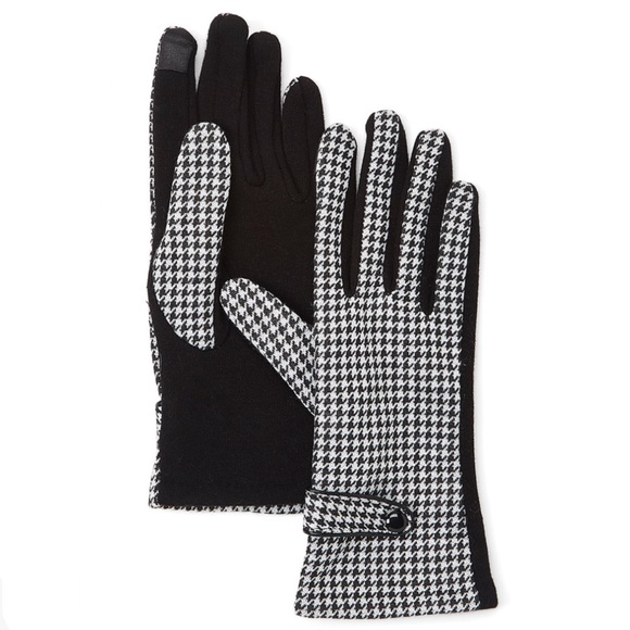 Black & White Houndstooth Touchscreen Gloves NWT - Picture 2 of 3